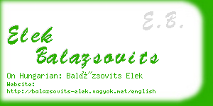 elek balazsovits business card